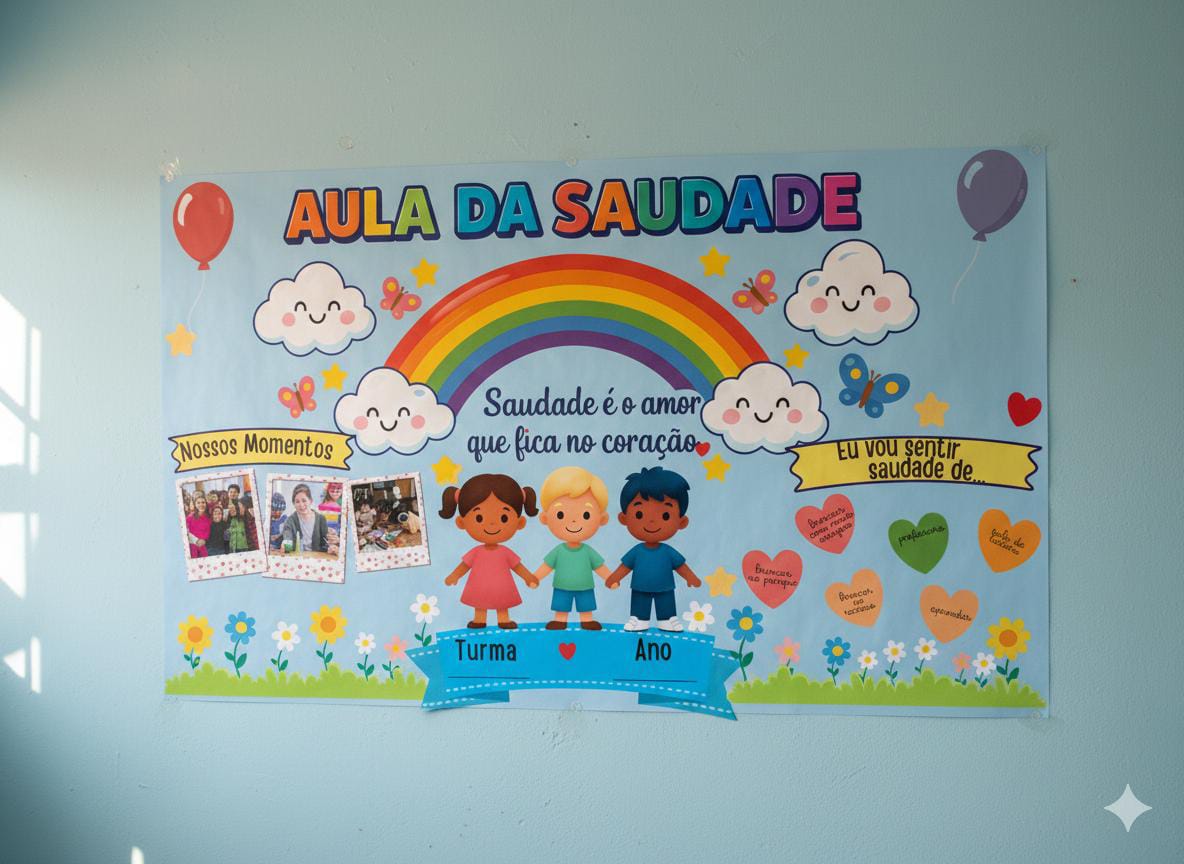 PAINEL E LEMBRANCINHAS “AULA DA SAUDADE”