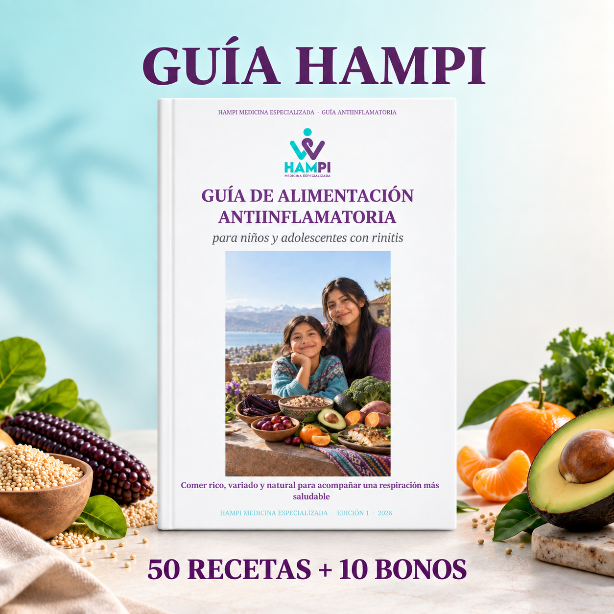 Portada Guía de alimentación antiinflamatoria para niños y adolescentes con rinitis
