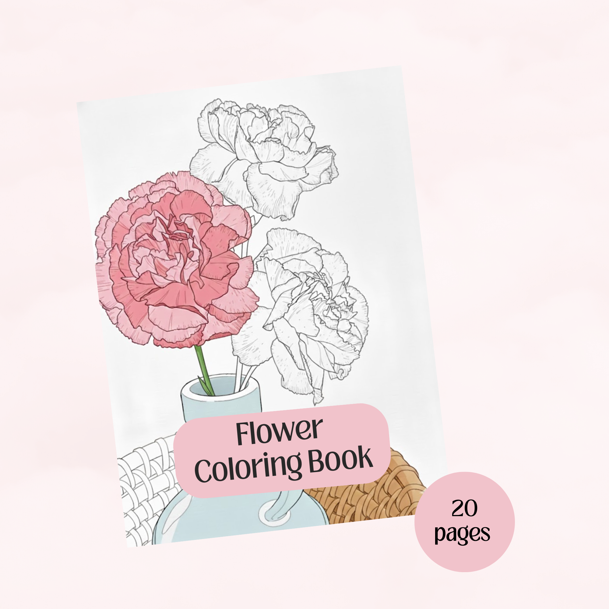 Flower Booklet.pdf Flower Coloring Book Printable PDF – 20 Pages | Hotmart