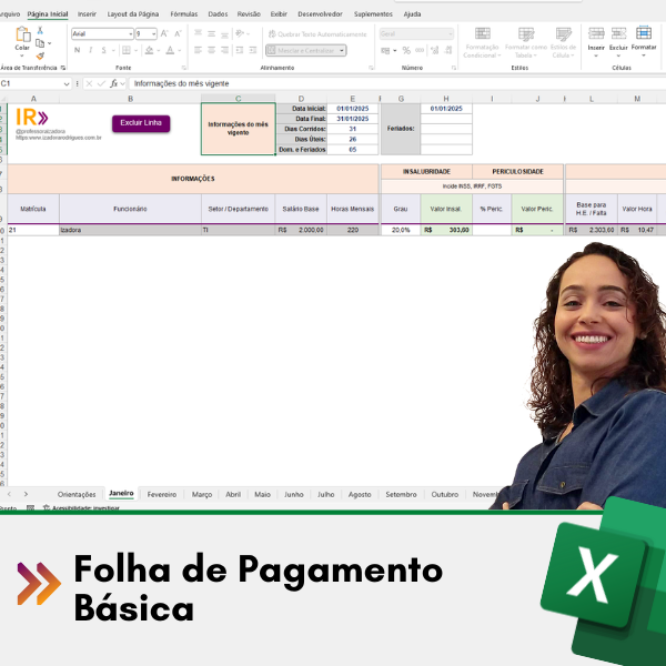 Folha de Pagamento Básica [Planilha] - 20 Aces. - PROFESSORA IZADOR...