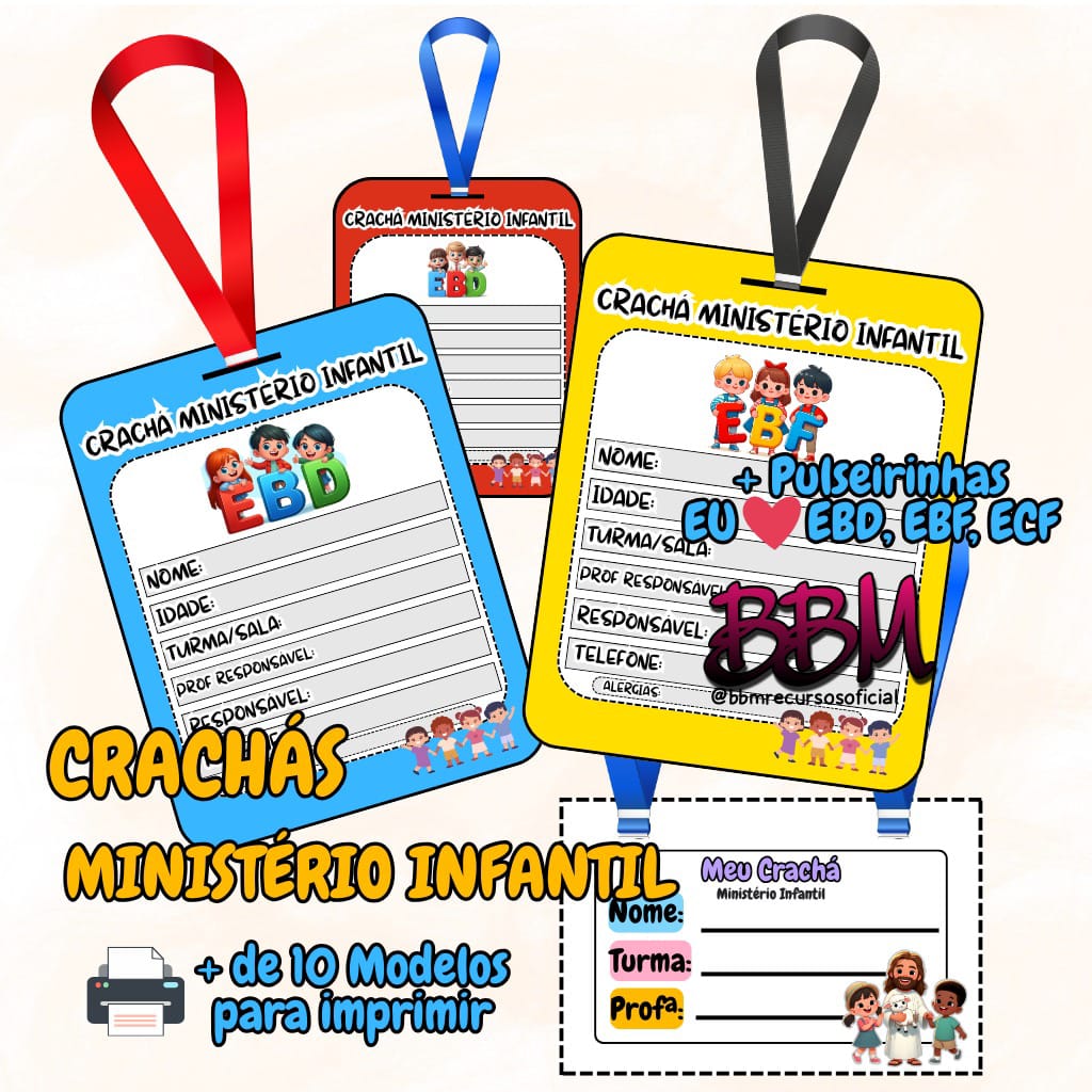 CRACHÁS PARA MINISTÉRIO INFANTIL 🪪😍 PARA IMPRIMIR 🖨 - BBM | Hot...