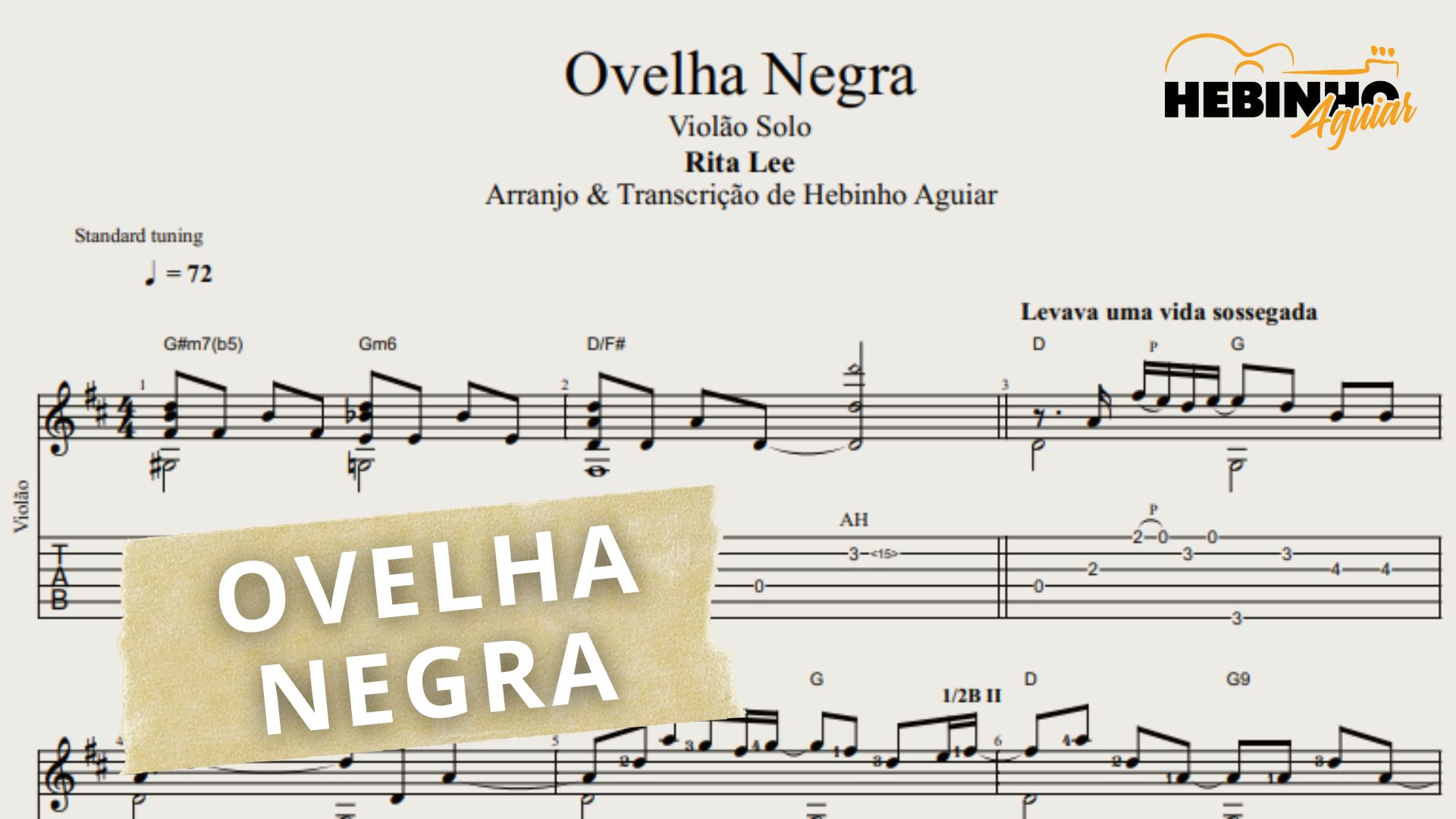 Ovelha Negra - Rita Lee: Transcrição p/ Violão Solo c/ Tablatura + Partitura + Cifra.