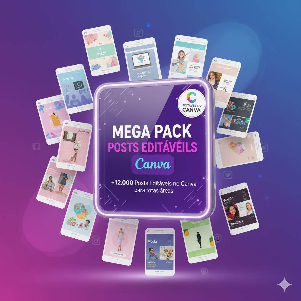 Packs Posts Designs Mega Pack de Posts Editáveis no Canva – +12.000 Artes Profissionais...