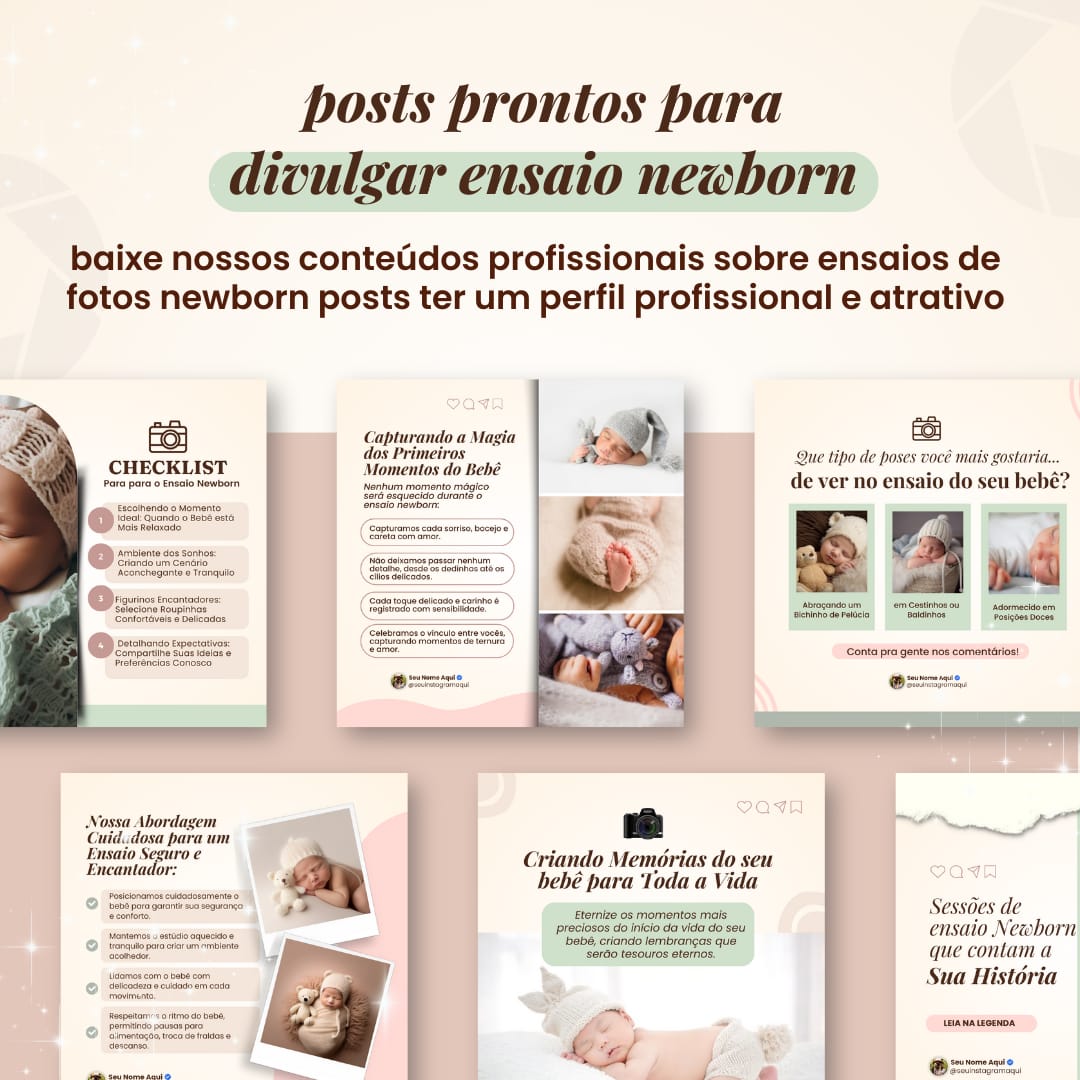 Pacote Posts Prontos Fotógrafos de Newborn