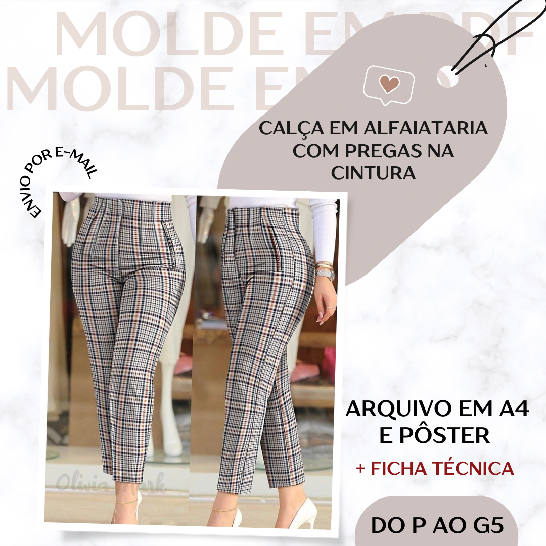 Imagem de capa para o Ebook Calça em Alfaiataria com Pregas na Cintura - Molde em PDF