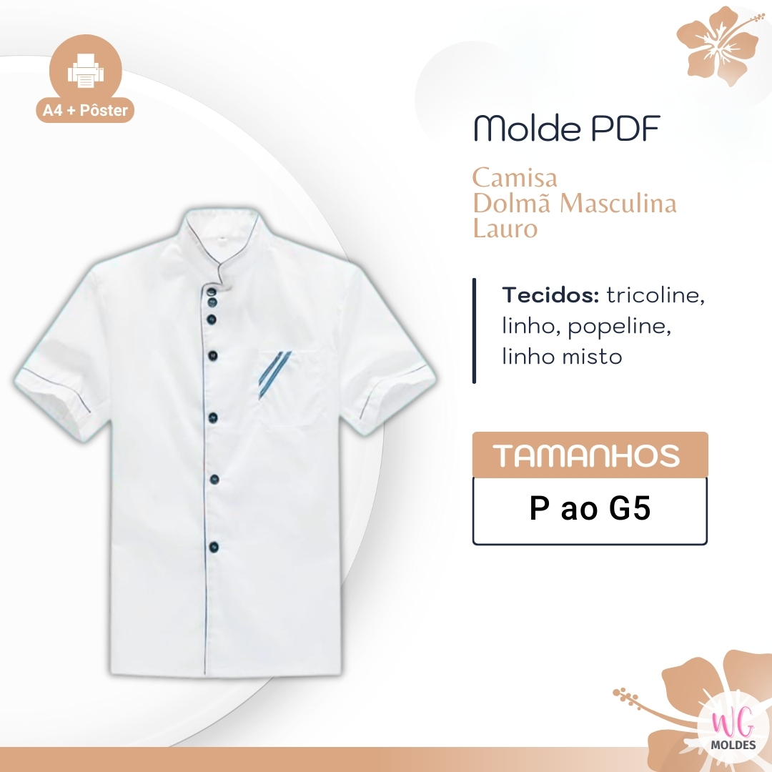 MOLDE CAMISA DOLMÃ MASCULINA LAURO
