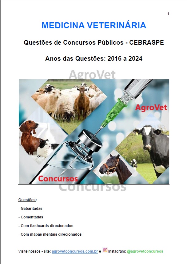 Imagem de capa para o Ebook Veterinária - 200 Questões do CEBRASPE - 2016 a 2024 - Comentadas