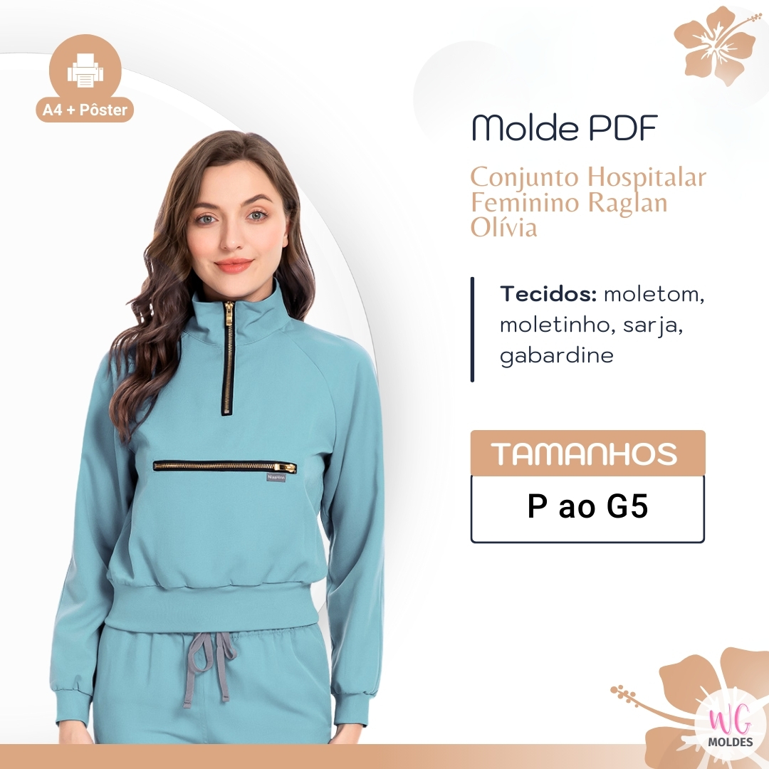 MOLDE CONJUNTO FEMININO RAGLAN OLÍVIA