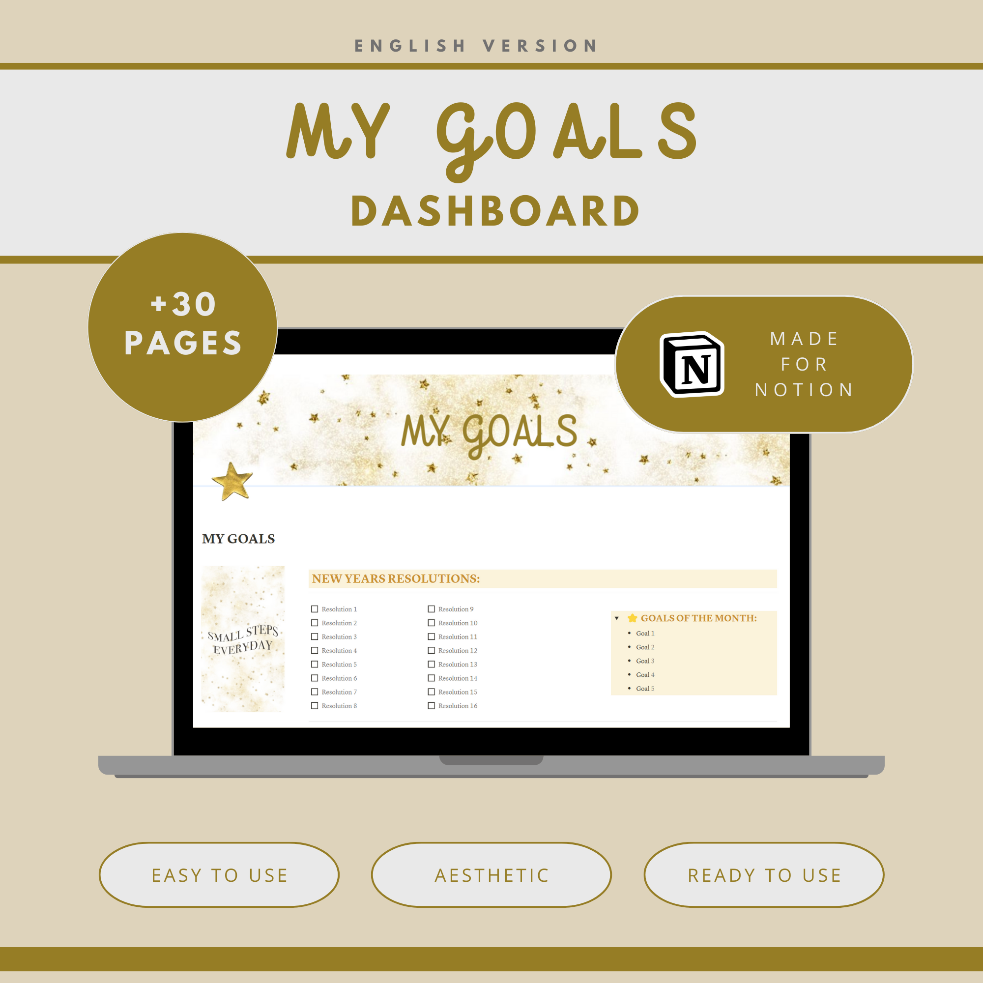 Goal Dashboard Notion Template Stephany Corrales Perez Hotmart