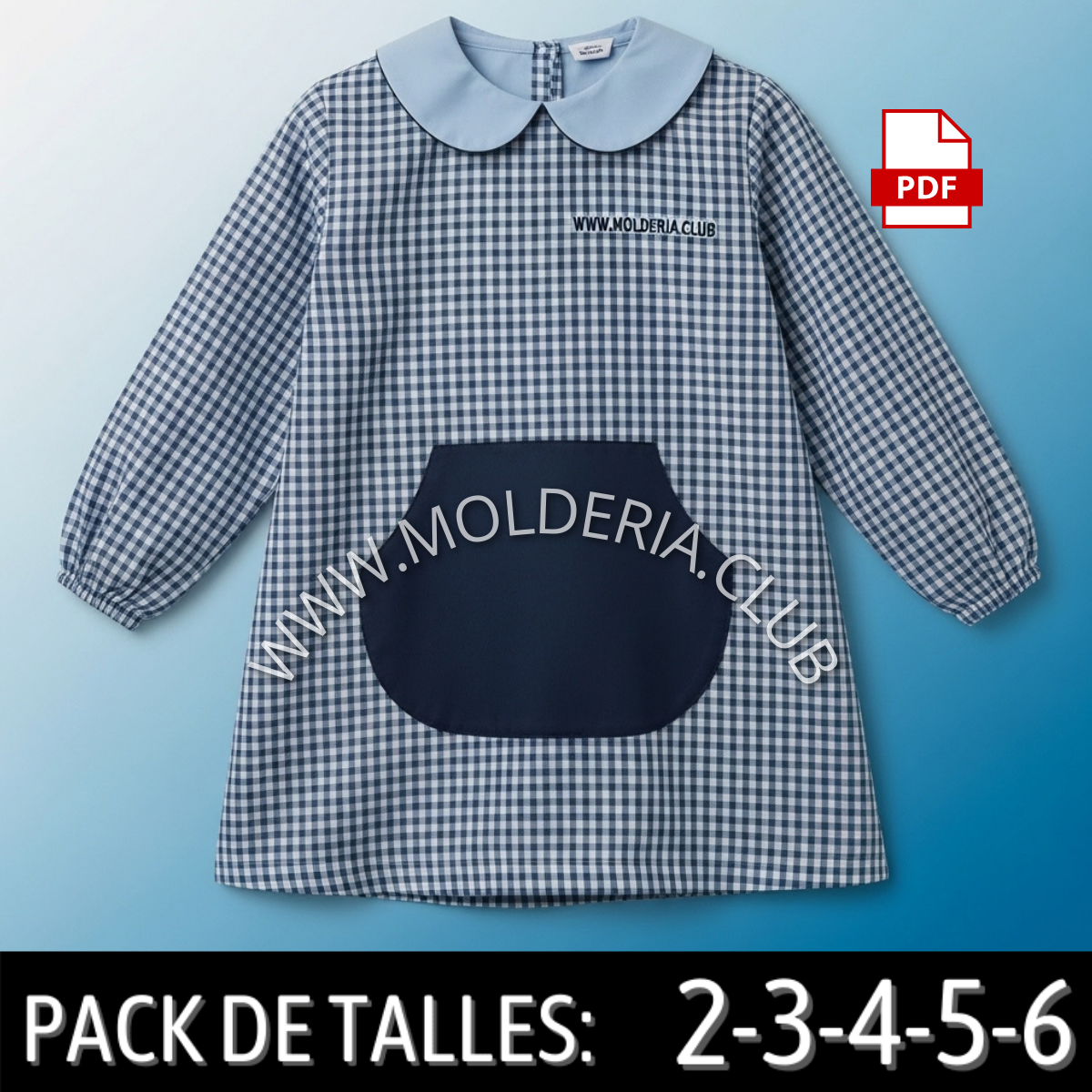 Patrón de Costura de Guardapolvo de Jardín - Molde Profesional de Bata Escolar