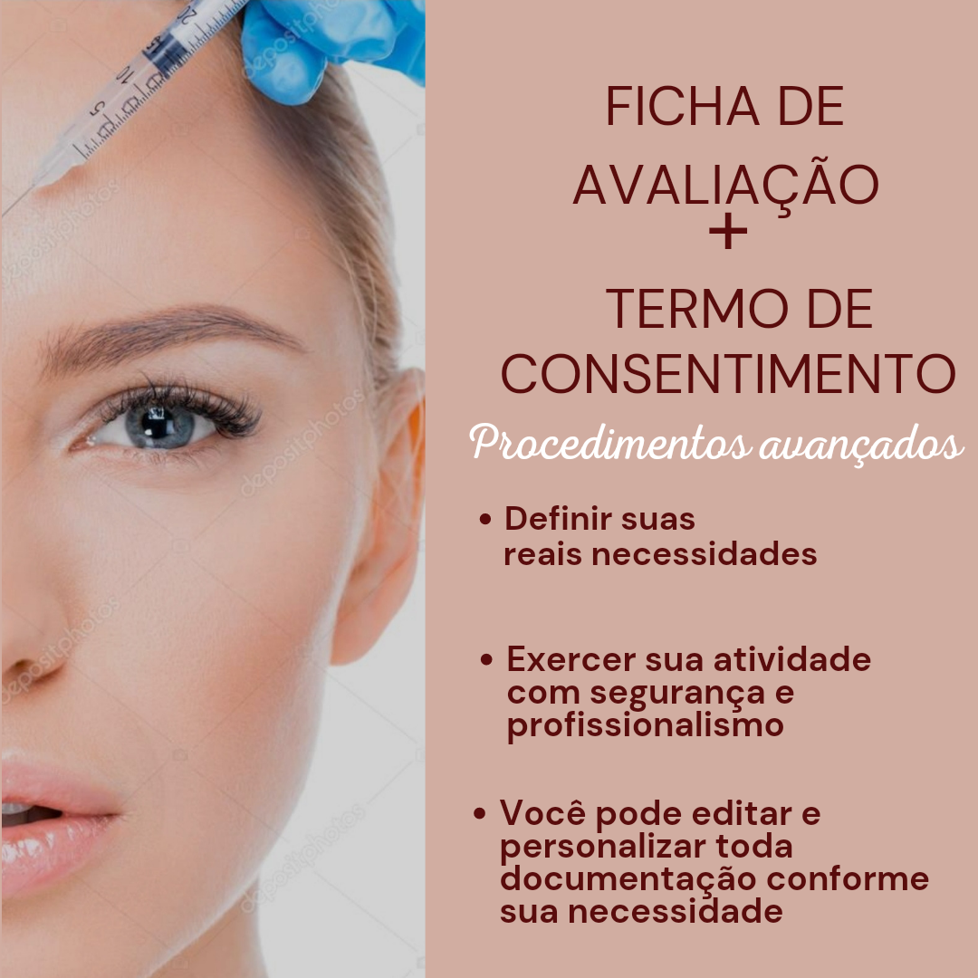FICHA DE AVALIAÇÃO + TERMO DE CONSENTIMENTO ( Para profissionais da saúde estética)