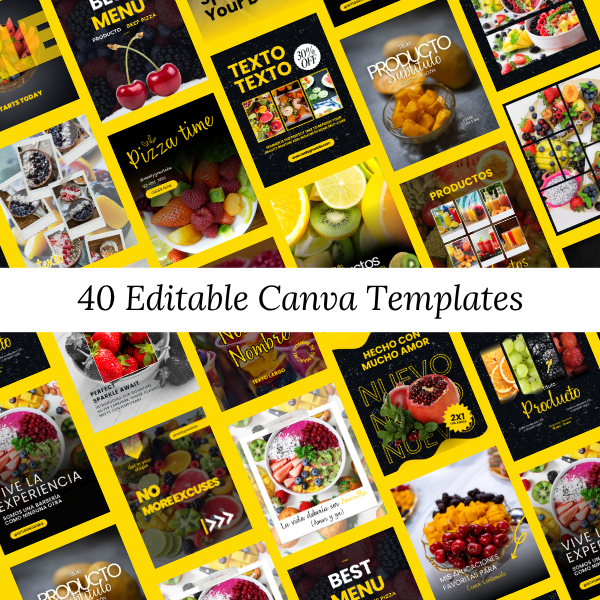Fresh & Tasty Social Media Pack – 40 Editable Canva Templates