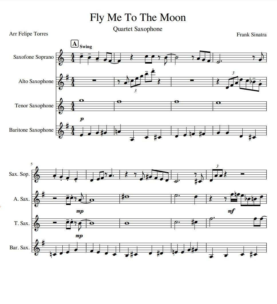 Fly me to the moonsaxophone quartet Emagreça com Sabor Hotmart