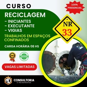 Reciclagem - Iniciante e Vigia da NR-33 - Espaços Confinados - Curso Presencial