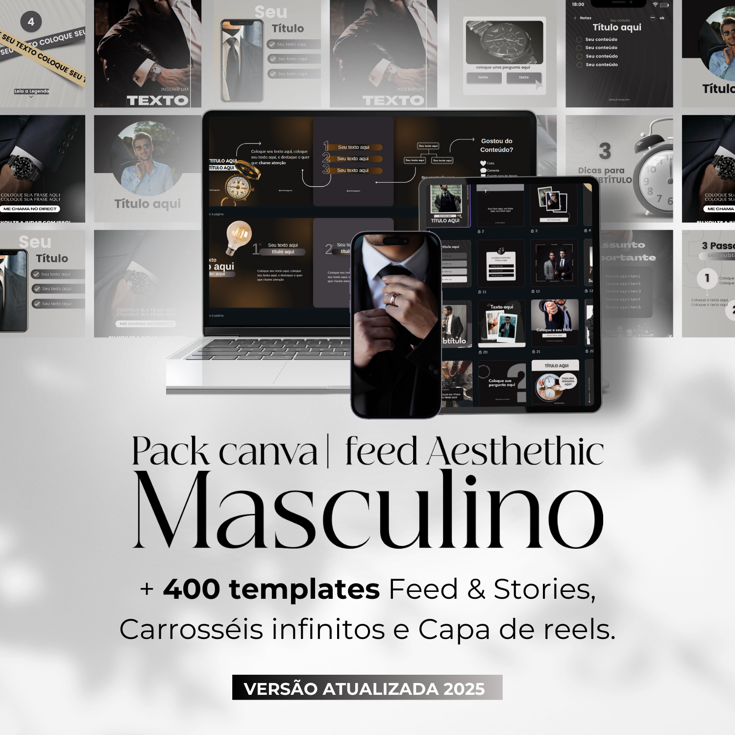 Imagem de capa para o Curso online Pack canva  | feed Masculino