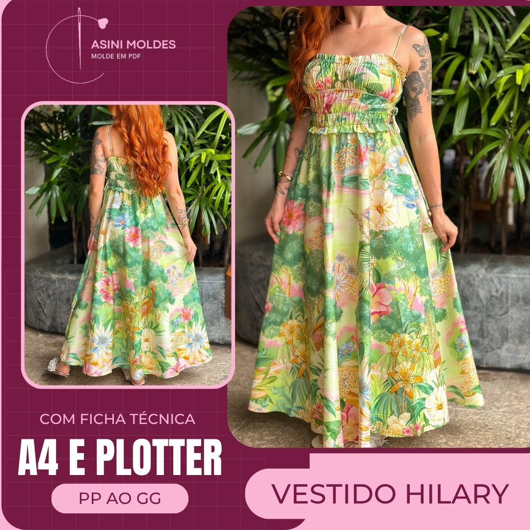 VESTIDO HILARY - Molde em PDF