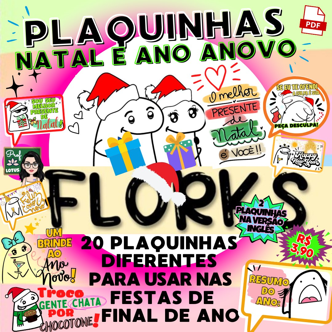 PLAQUINHAS FLORKS NATAL ANO NOVO