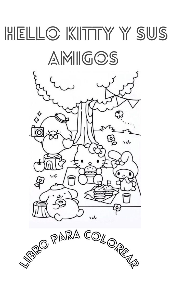 Libro para colorear de Hello Kitty y sus amigos | Hotmart