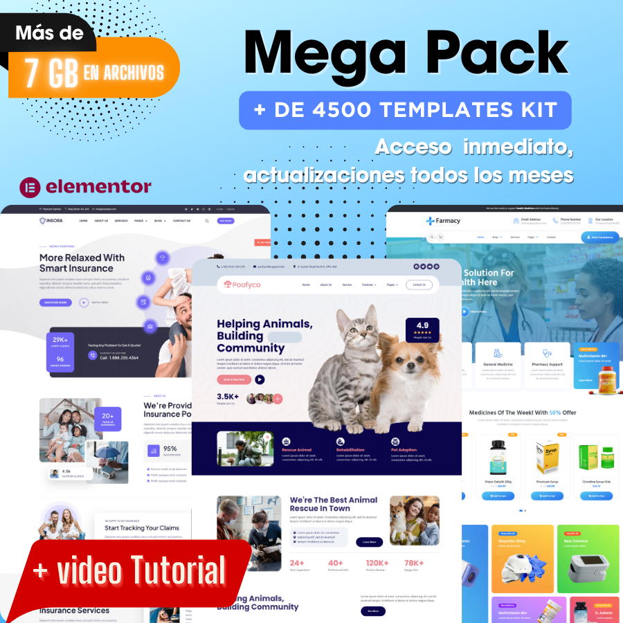 Mega Pack +4000 Web Template Kits Elementor WordPress + Elementor P...
