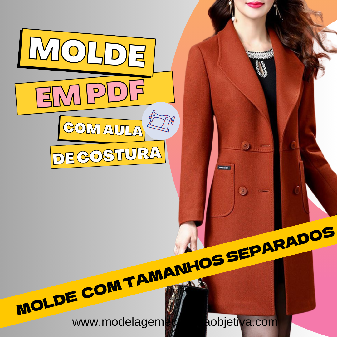 Imagem de capa para o Curso online MOLDE EM PDF - SOBRETUDO COM GOLA ( com aula de costura)