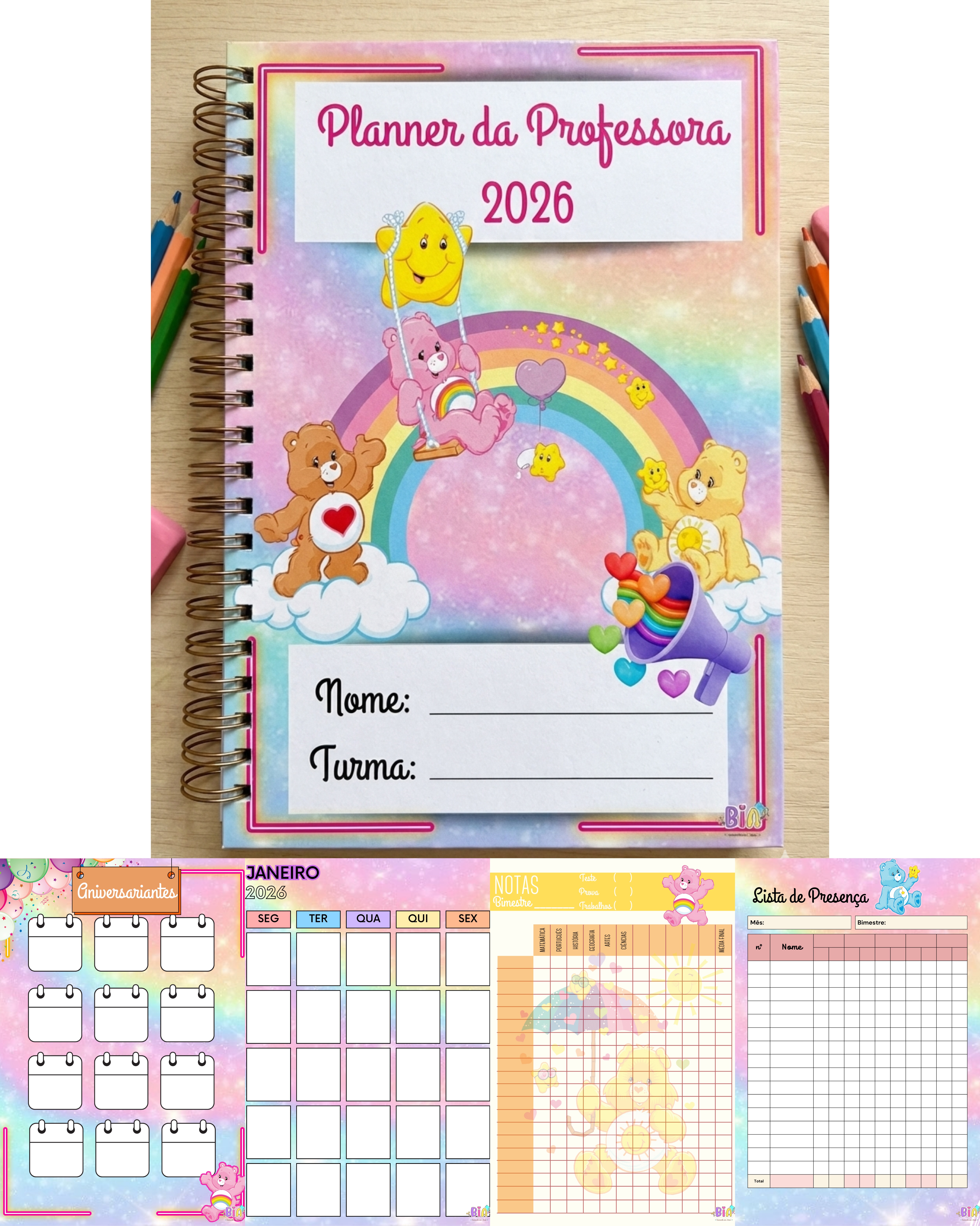 Planner da Professora 2026 - Tema Ursinhos Carinhosos