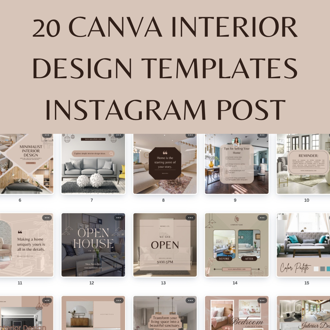 20 CANVA TEMPLATES INTERIOR DESIGN INSTAGRAM POST - Digital Craftwo...