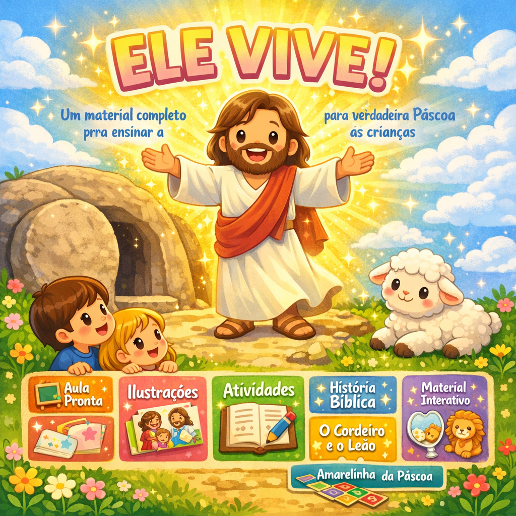 ELE VIVE! A verdadeira Páscoa para as crianças ✨ Plano de aula completo para EBD 📖 PÁSCOA CRISTÃ 🐑 Ministério infantil