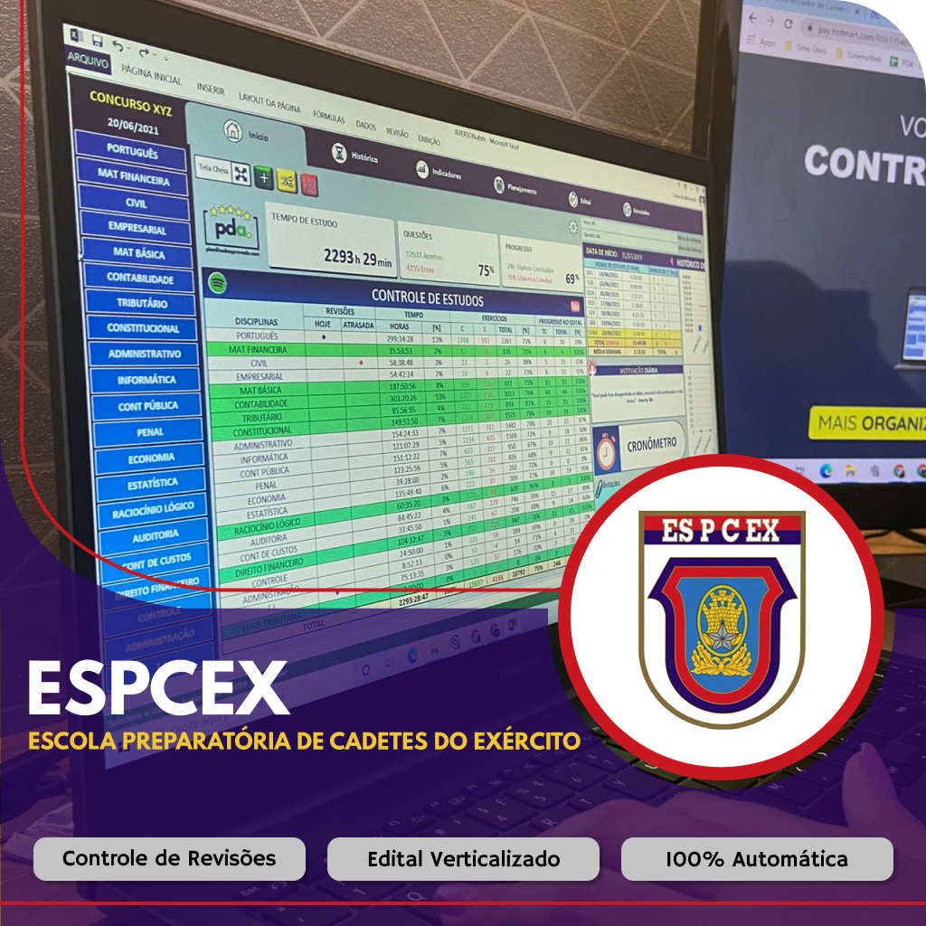 Imagem de capa para o Ebook Planilha do Aprovado - ESPCEX
