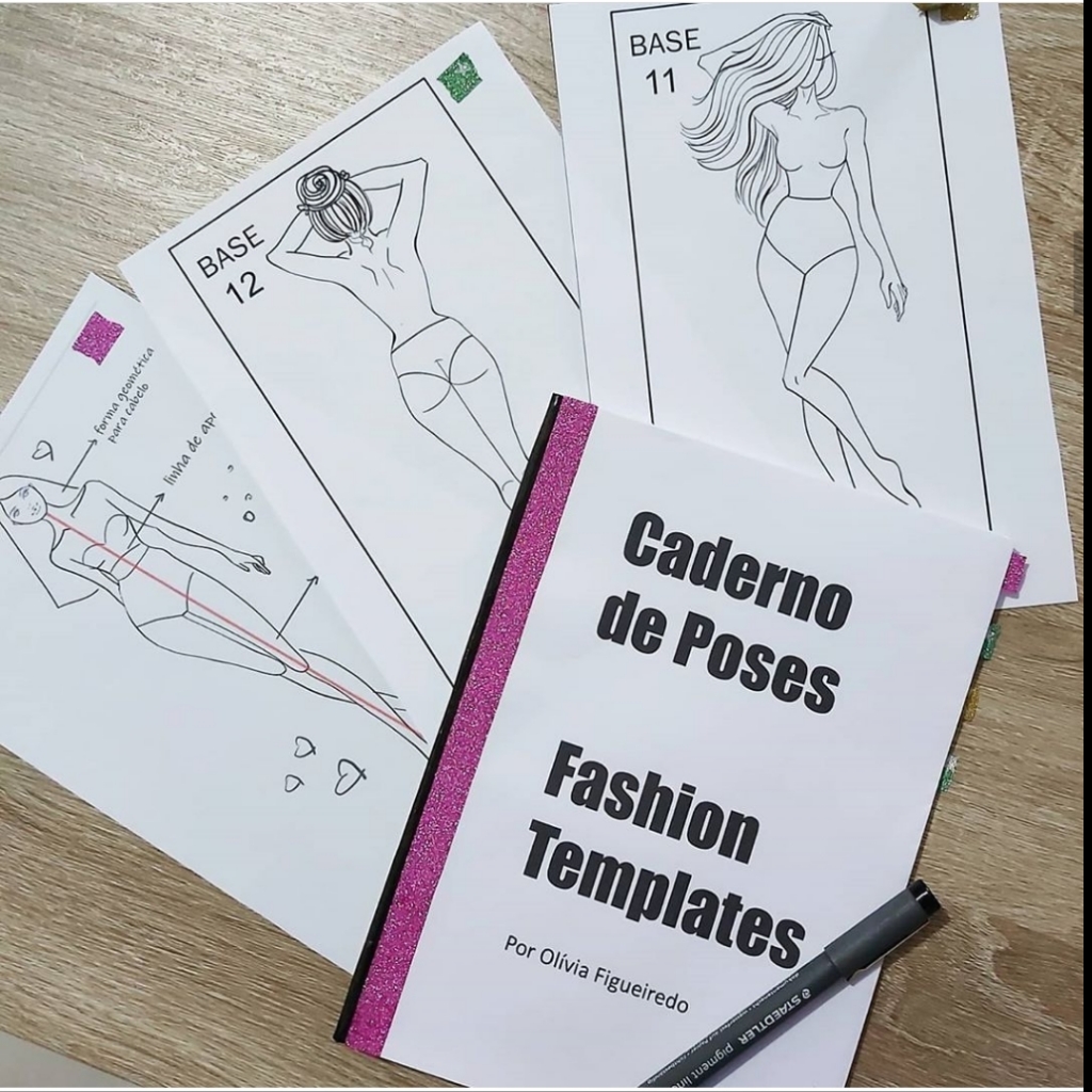 Caderno de Poses para Desenho de Moda - Olívia Figueiredo | Hotmart, image size:1024x1024
