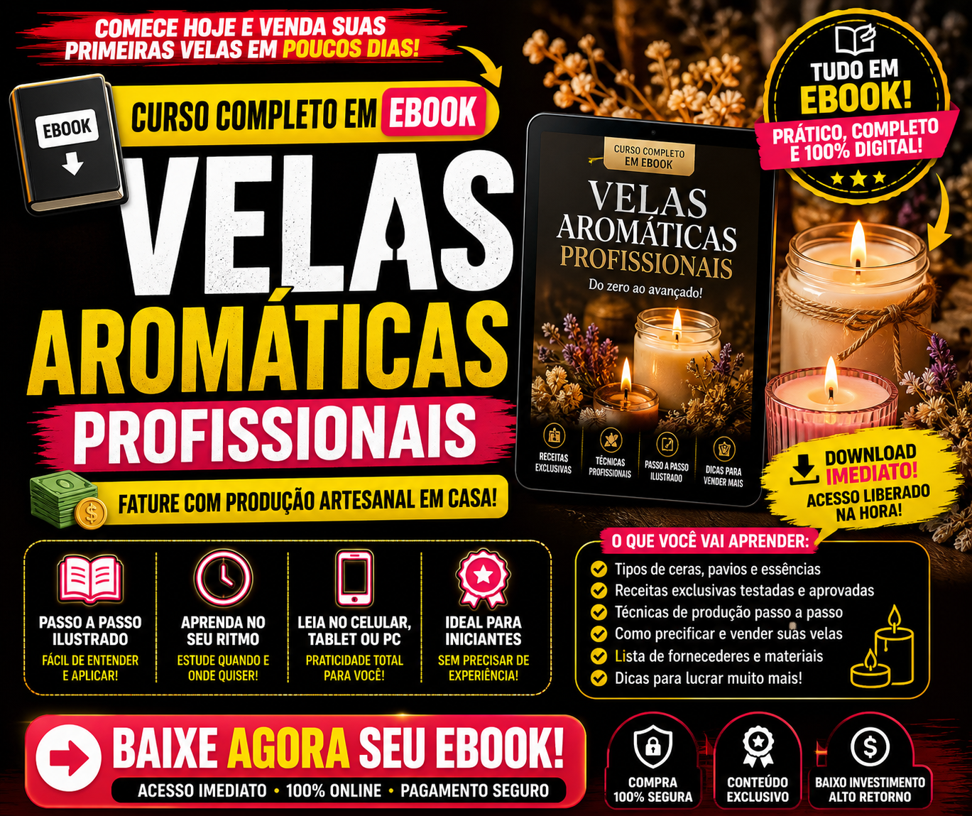 Curso Completo de Fabricação e Venda de Velas Aromáticas