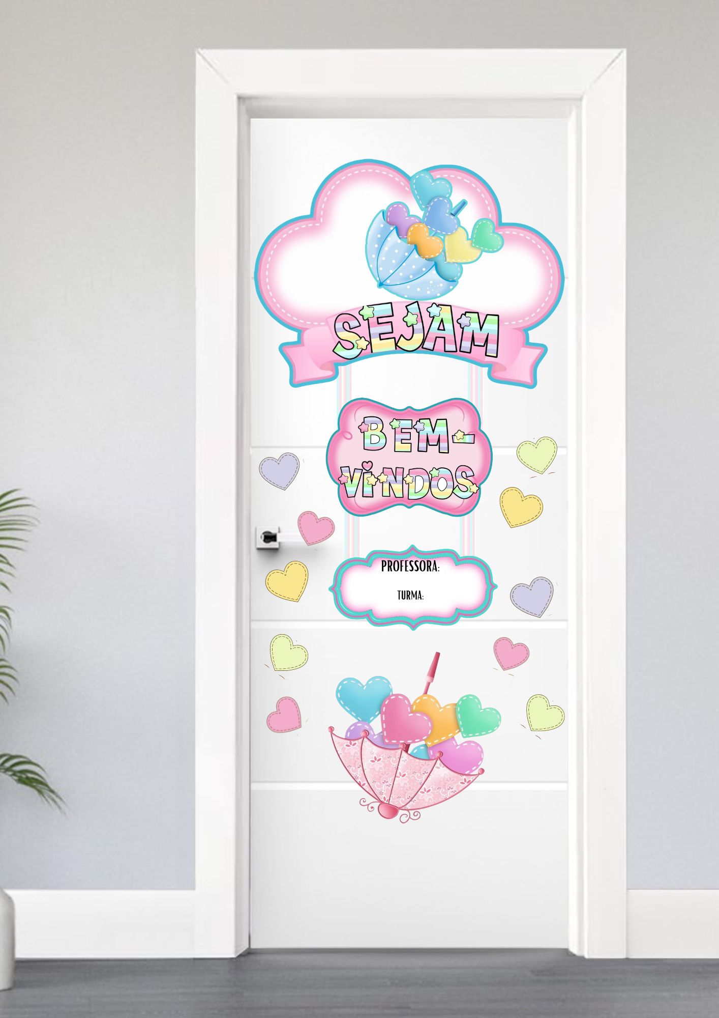 PAINEL DE PORTA DE SALA DE AULA CHUVA DE AMOR