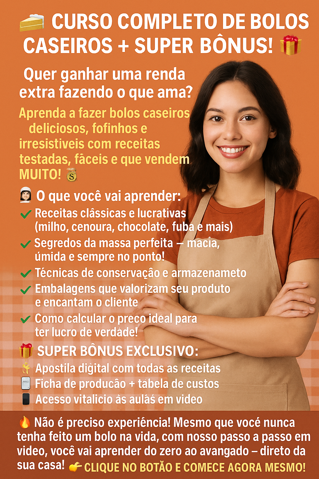 🍰 CURSO COMPLETO DE BOLOS CASEIROS + SUPER BÔNUS! 🎁