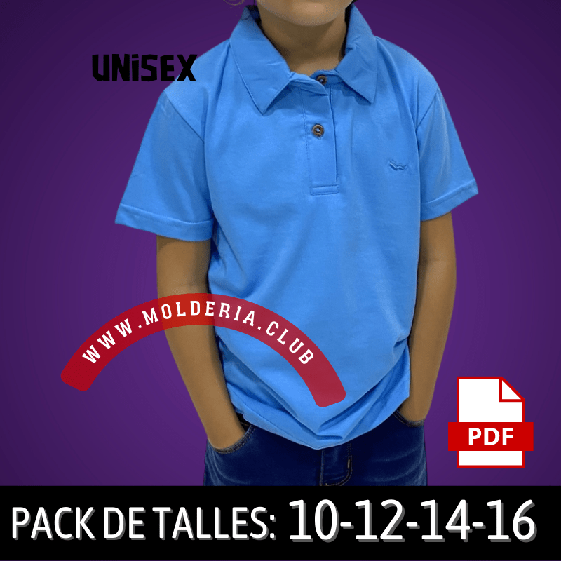 Patrón de Costura de Chomba para Niños Unisex - Molde de Camisa Polo