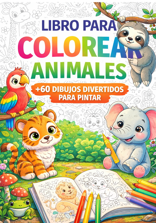 60 Dibujos de Animales para Colorear – Libro Infantil Grande, Diver...
