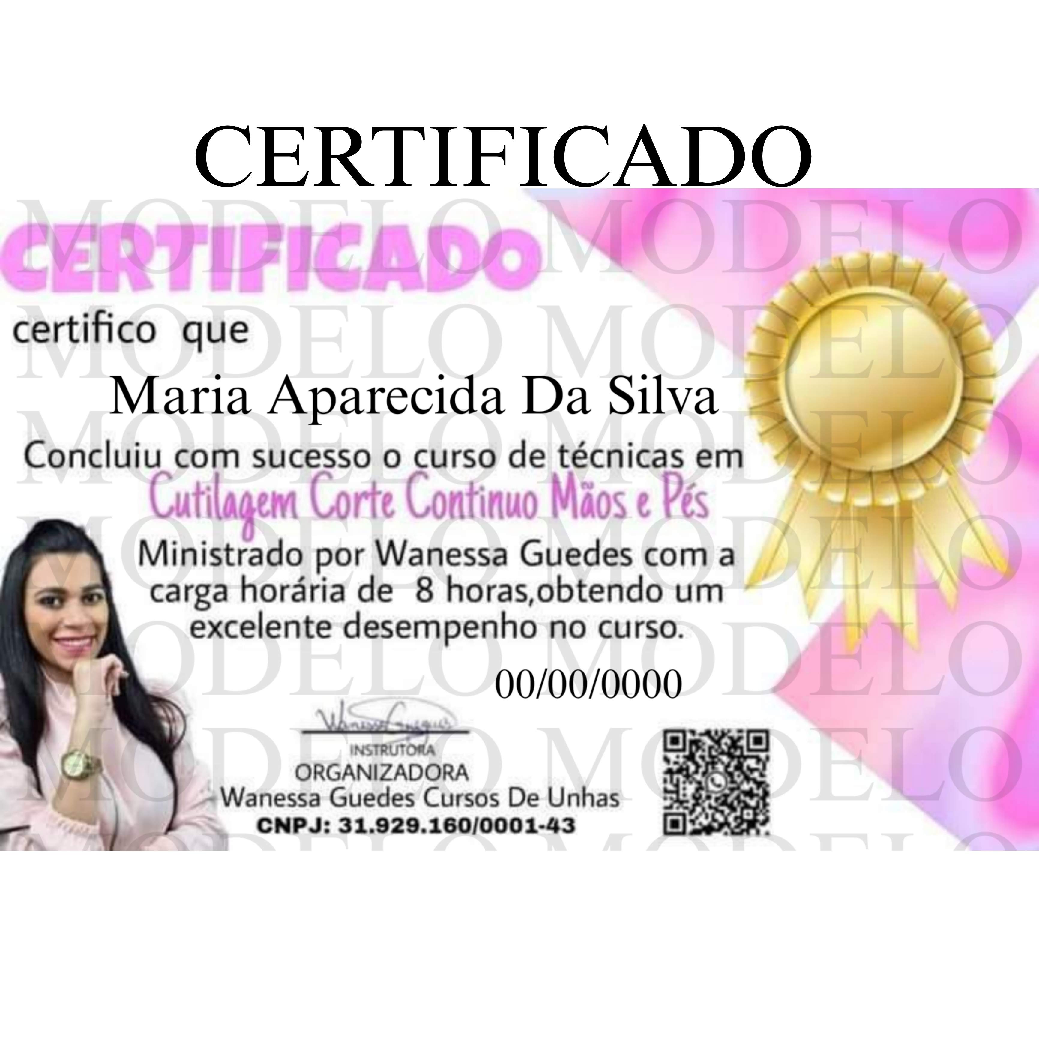 Certificado 3 opção Cutilagem corte continuou mãos e pés