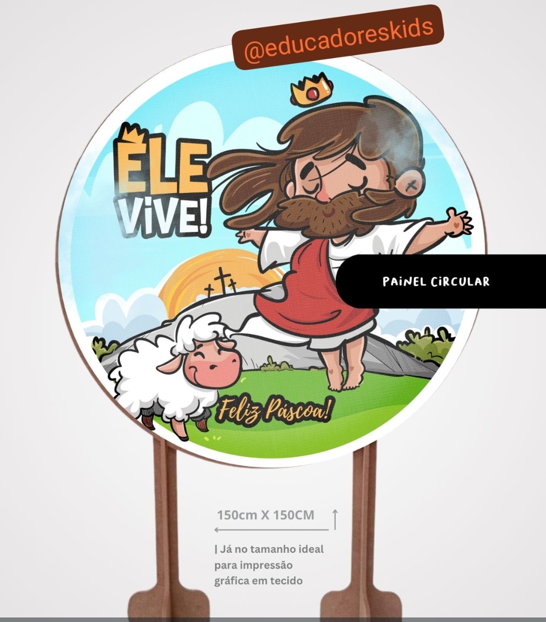 Painel redondo Páscoa Ele vive