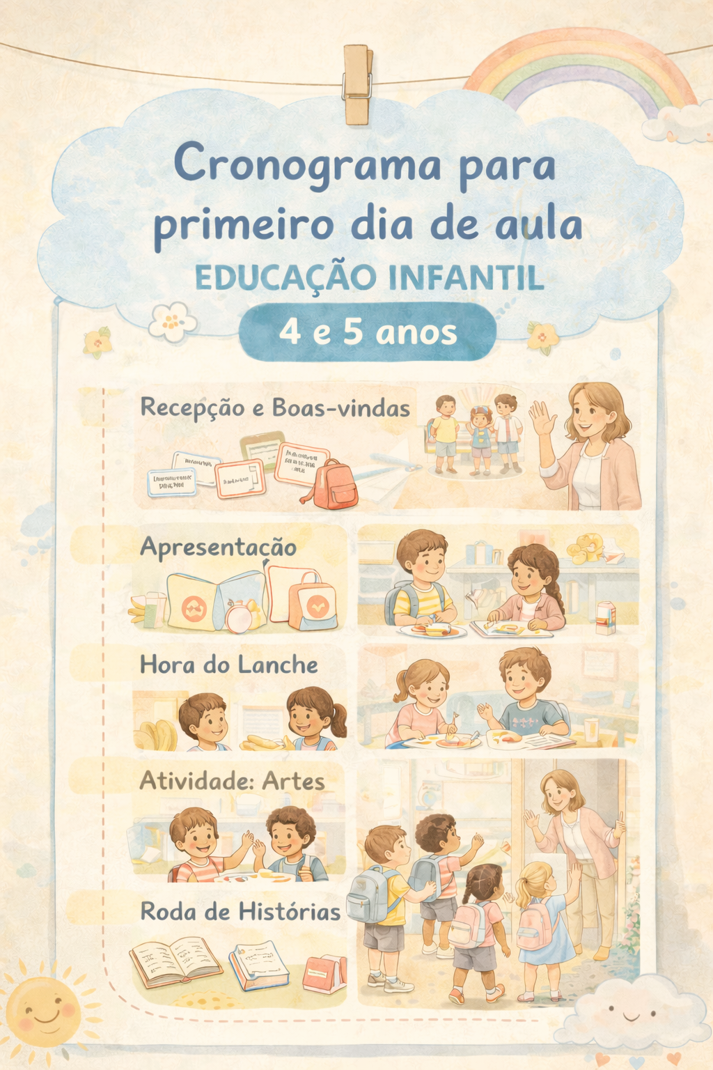 Primeiro Dia de Aula na Educação Infantil (4 e 5 anos): Cronograma ...