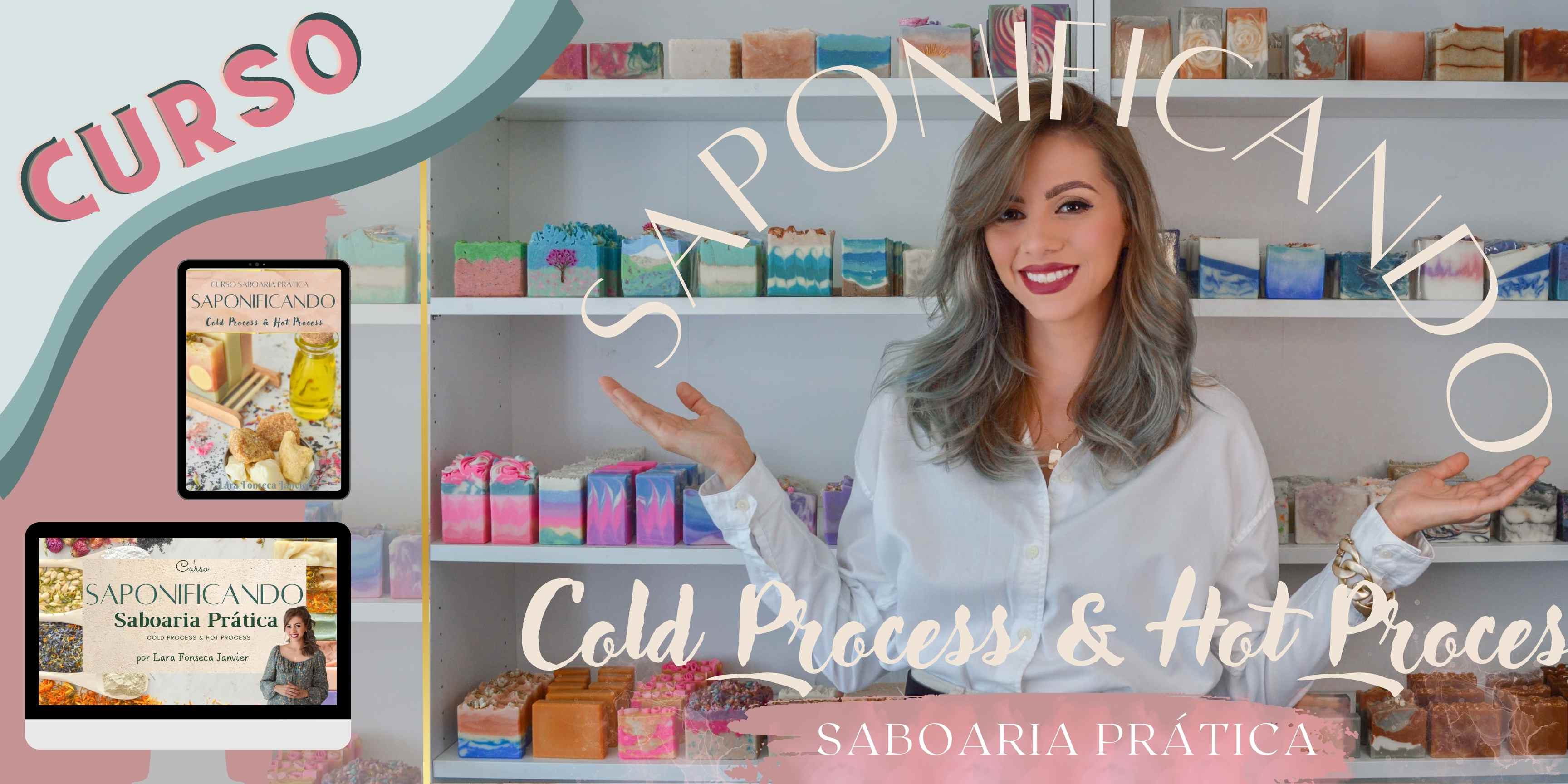 Imagem de capa para o Curso online Formação Saponificando Saboaria Prática - Cold Process & Hot Process
