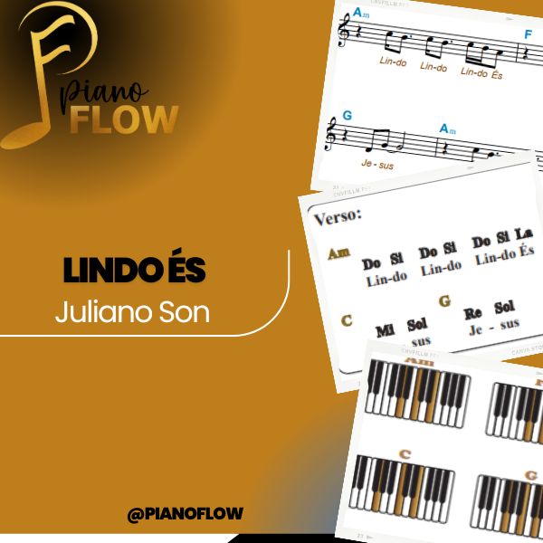 Partitura Facilitada e Cifra Melódica Exclusiva Música Lindo És