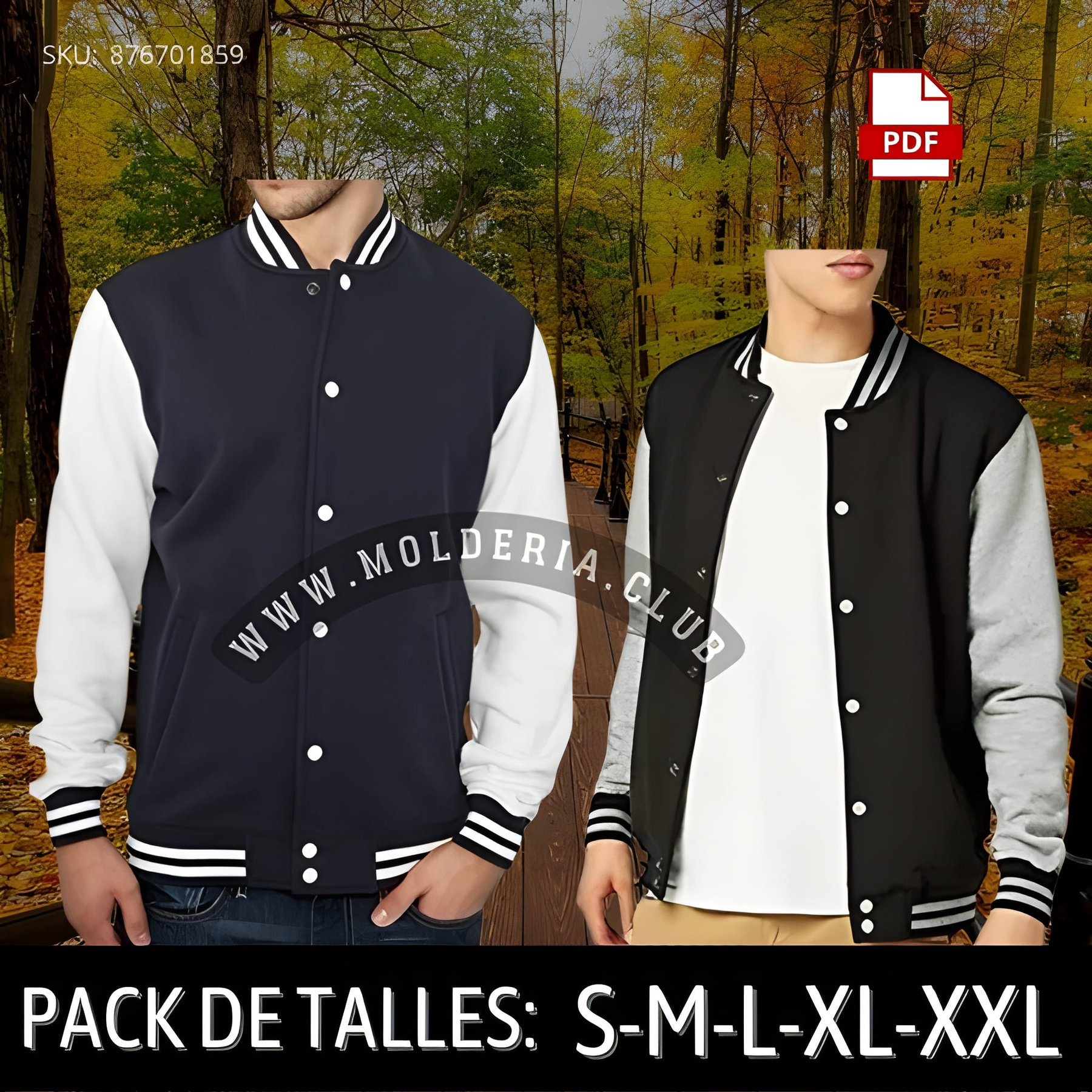 Patrón de Costura de Chaqueta Universitaria - Molde Profesional de Saco de Béisbol Unisex