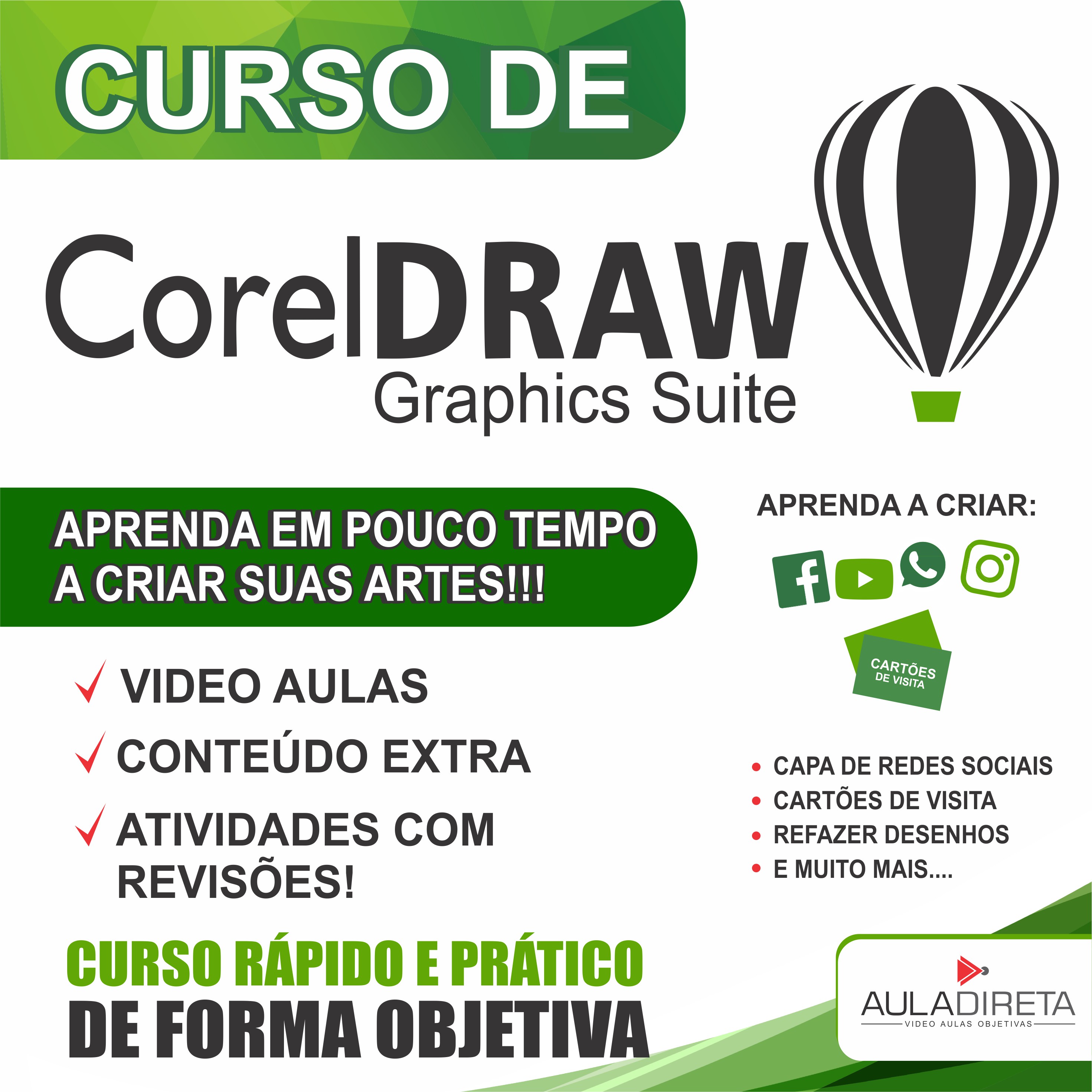 Imagem de capa para o Curso online Curso Corel Draw - Aprenda o Essencial para Criar Artes.