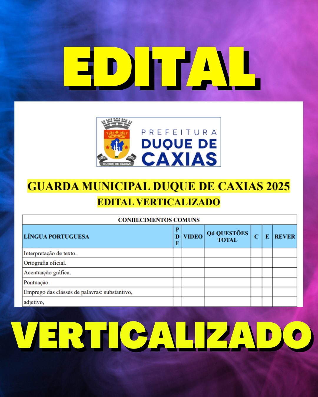 GUARDA MUNICIPAL DUQUE DE CAXIAS 2025 - EDITAL VERTICALIZADO - Edit...