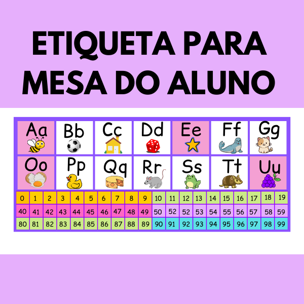 Etiqueta de mesa do alfabeto com ordem numérica - Professora Ana Cl...