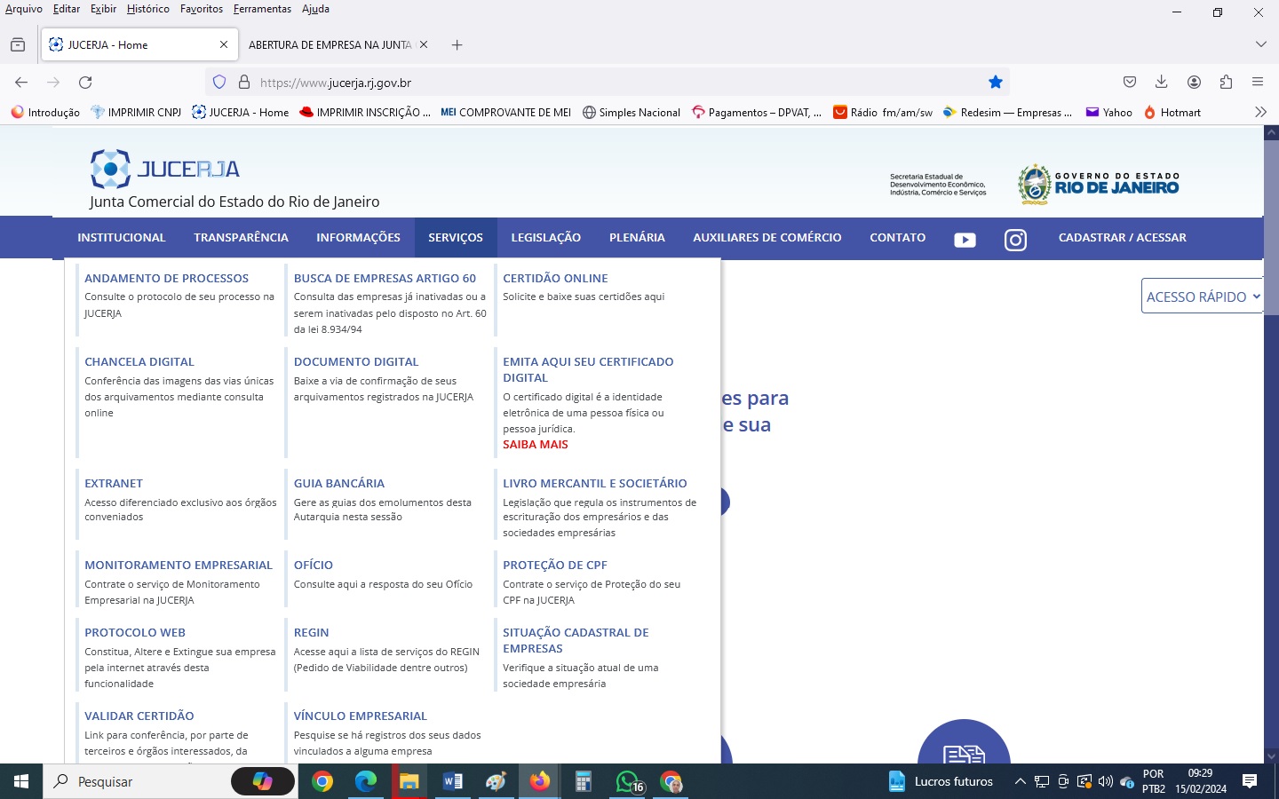 ABERTURA DE EMPRESA PROTOCOLO WEB – JUCERJA - Welinton de Souza Vit...
