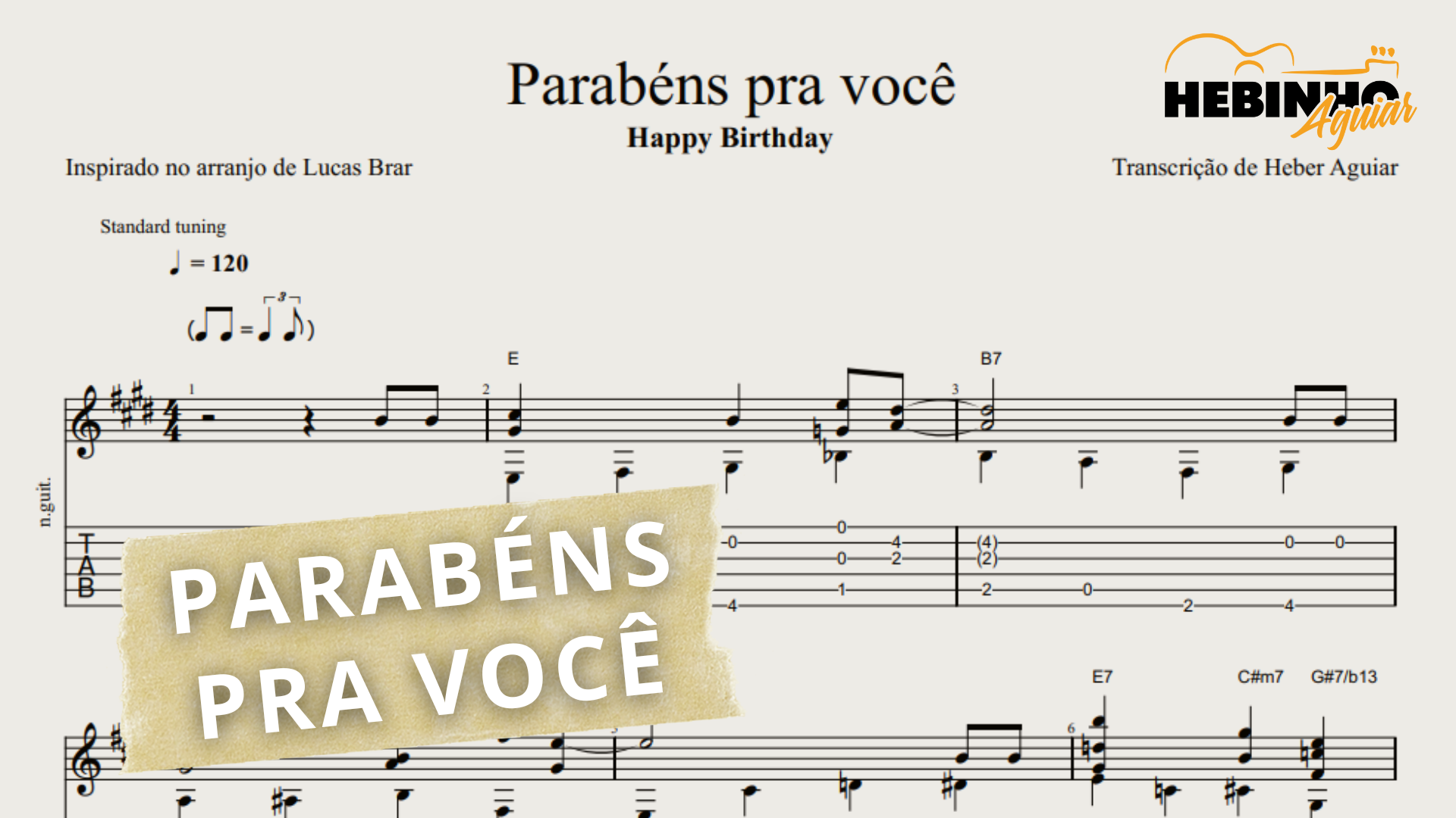 Parabéns pra você Transcrição p/ violão solo (Fingerstyle/Chord Melody