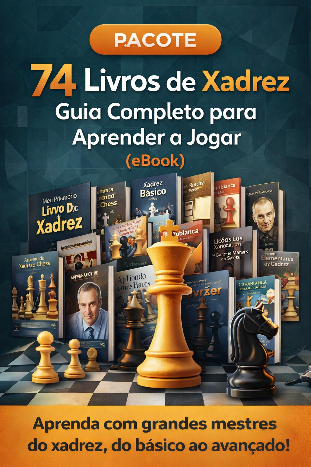 Pacote com 74 Livros de Xadrez – Guia Completo para Aprender a Joga...