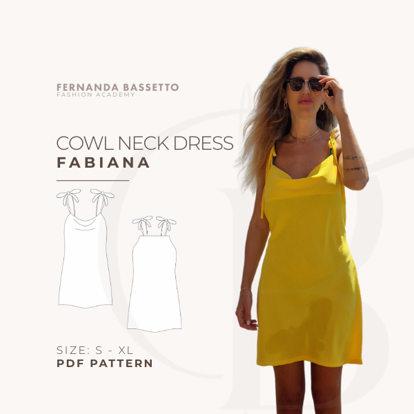 COWL NECK DRESS - FABIANA - pdf pattern - sewing tutorial - make yo...