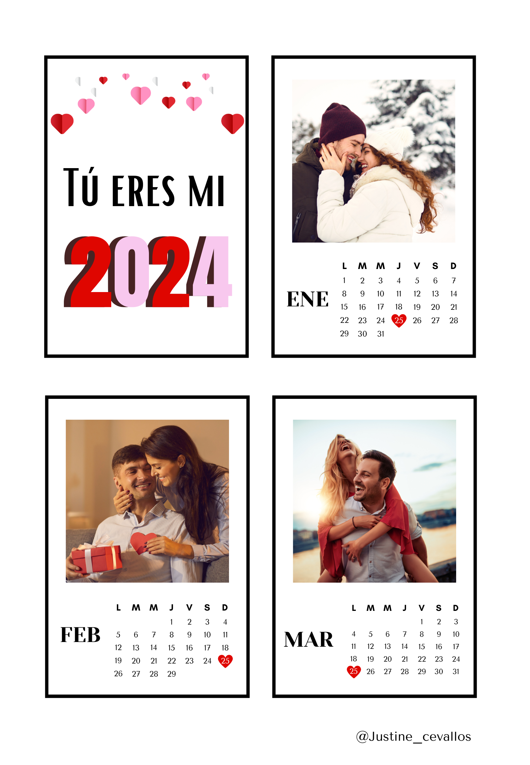 Calendario para parejas 2024 Jus Hotmart