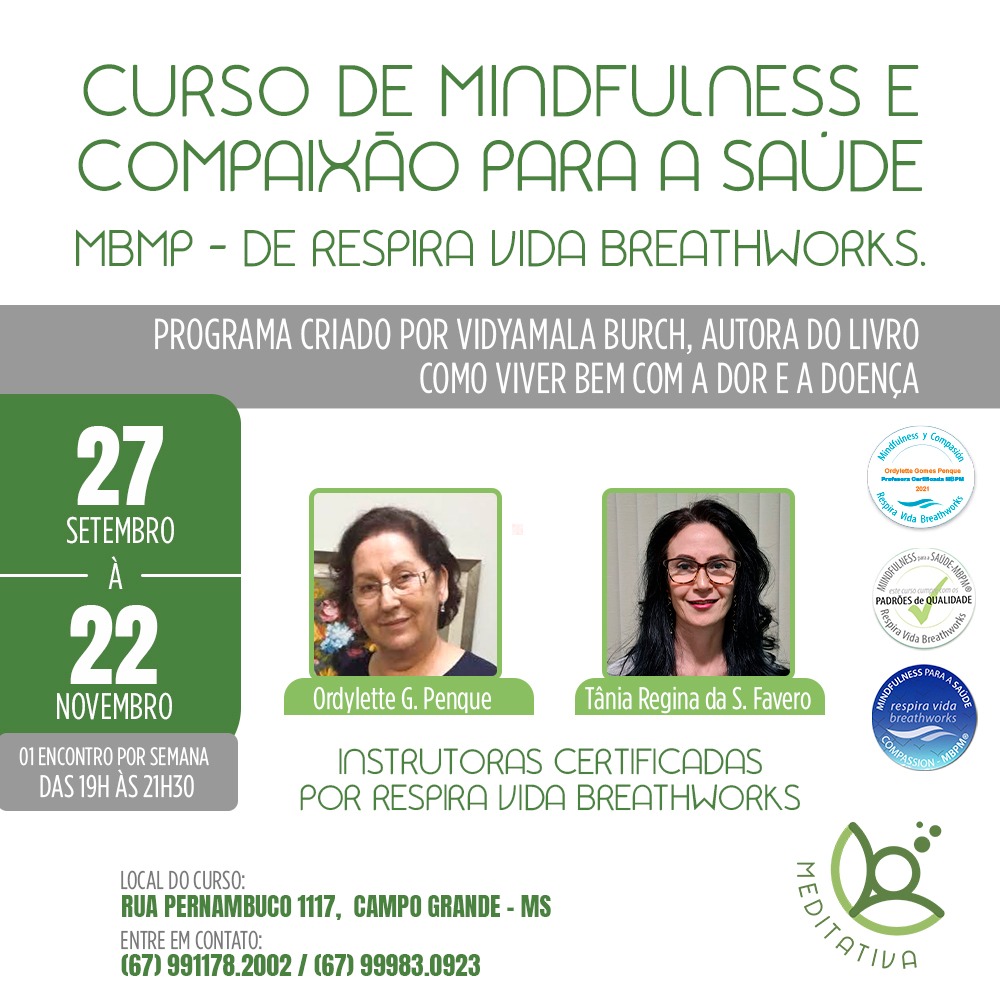 Curso de Mindfulness e Compaixão para a Saúde - MBPM, de Respira Vi...