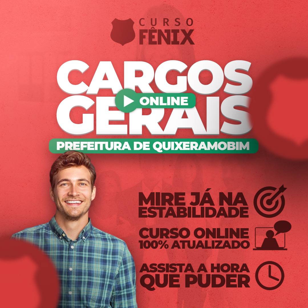 Imagem de capa para o Curso online Concurso Prefeitura Quixeramobim 2025 - CARGOS GERAIS